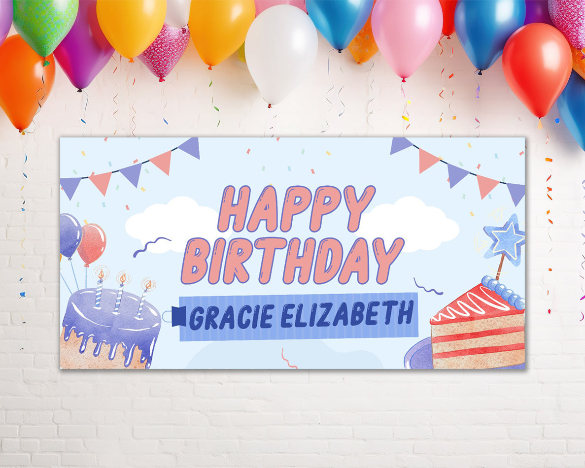 Birthday Cake Personalized Birthday Banner