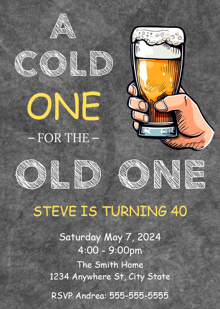 A Cold One For The Old One Birthday Invitation