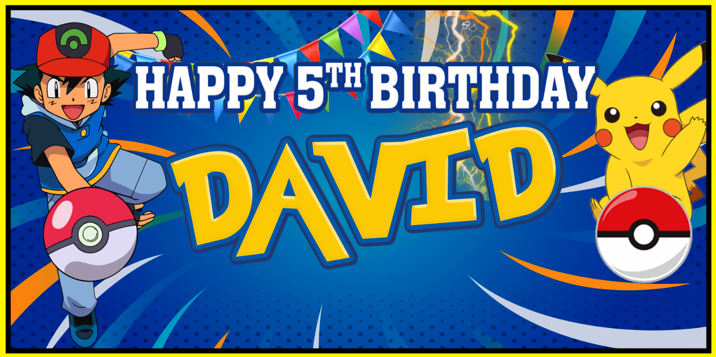 Pokemon Personalized Birthday Banner