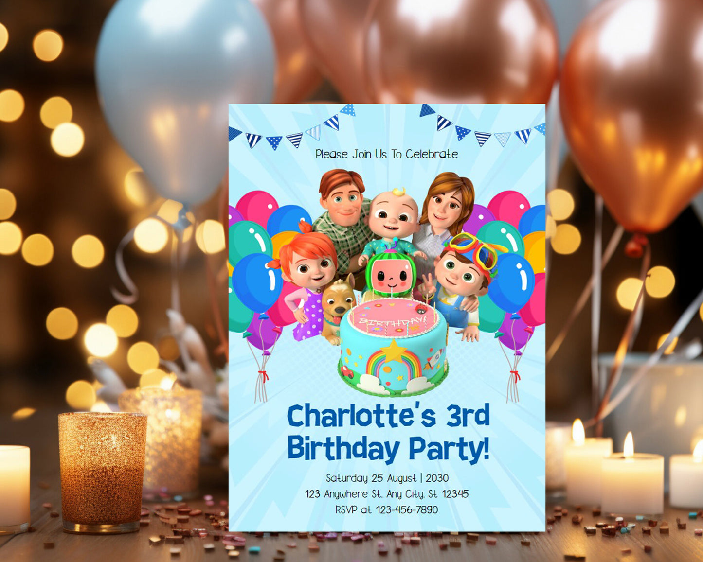 Cocomelon Personalized Birthday Invitation