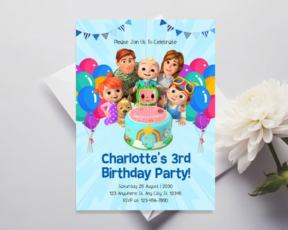 Cocomelon Personalized Birthday Invitation