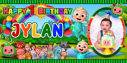 Cocomelon Personalized Birthday Banner With Photo