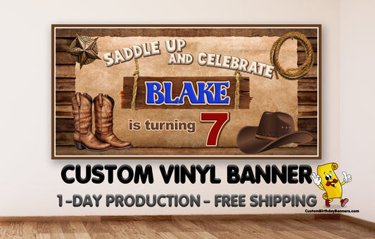Cowboy Western Personalized Birthday Banner