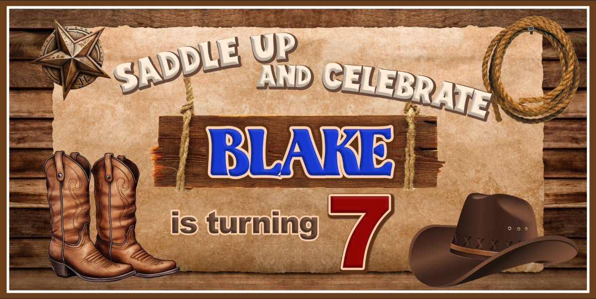 Cowboy Western Personalized Birthday Banner