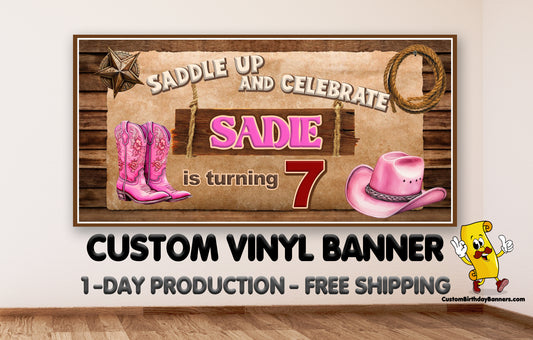 Cowgirl Western Personalized Birthday Banner