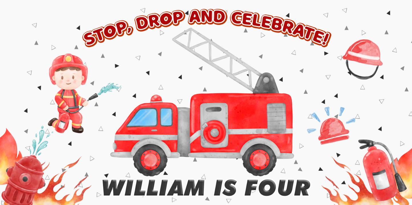 Fire Truck Personalized Birthday Banner