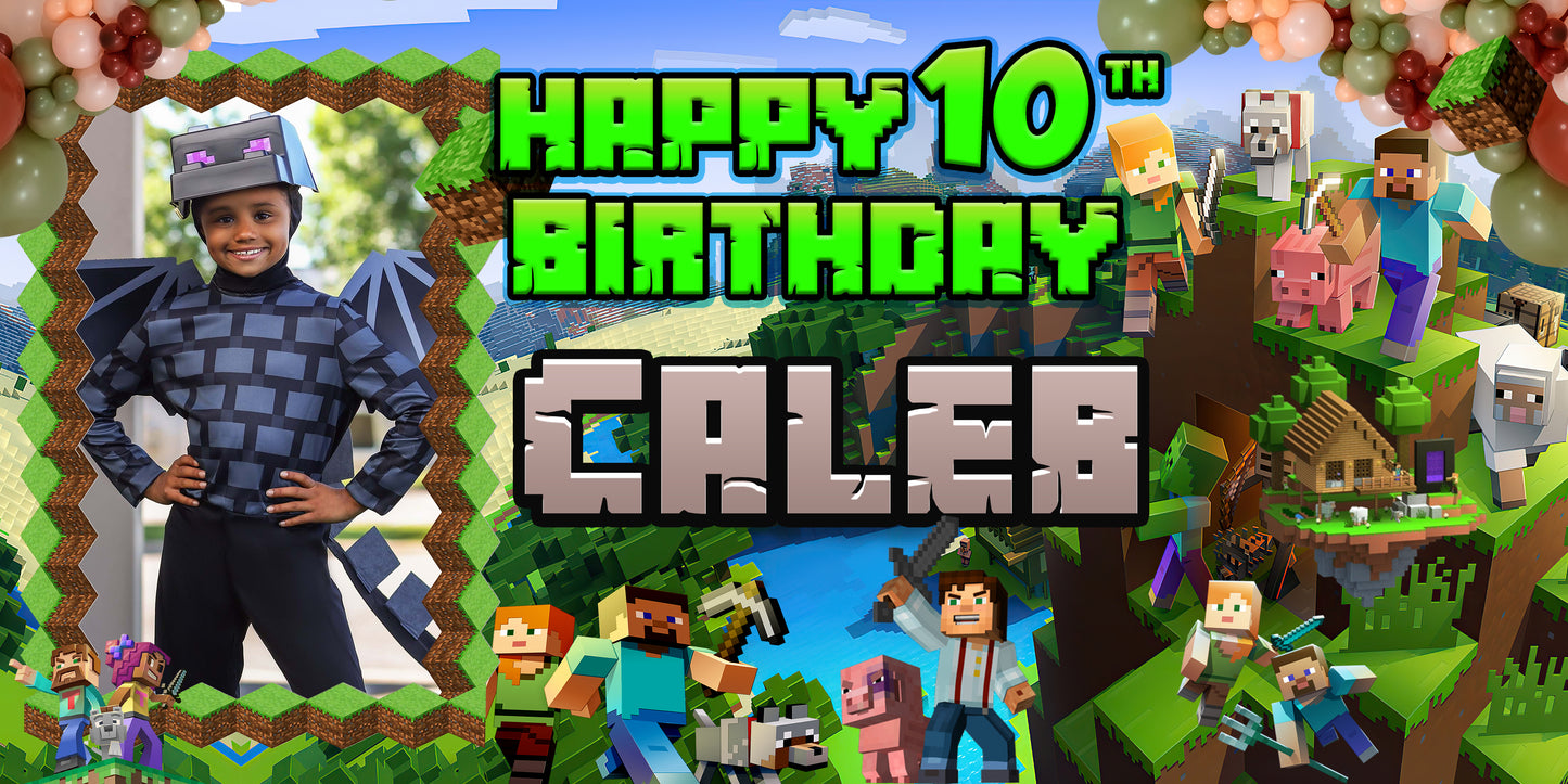 Minecraft Personalized Birthday Banner With Photo