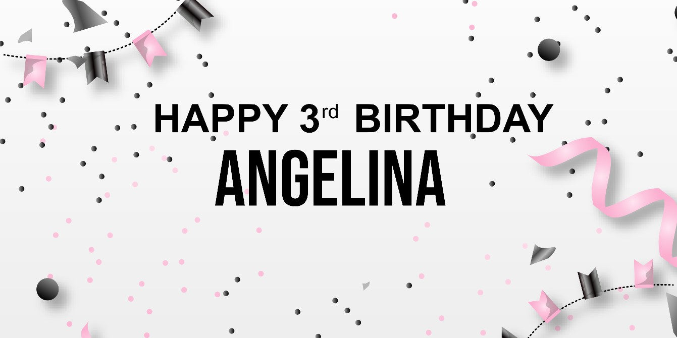 Pink And Black Ribbon Personalized Birthday Banner