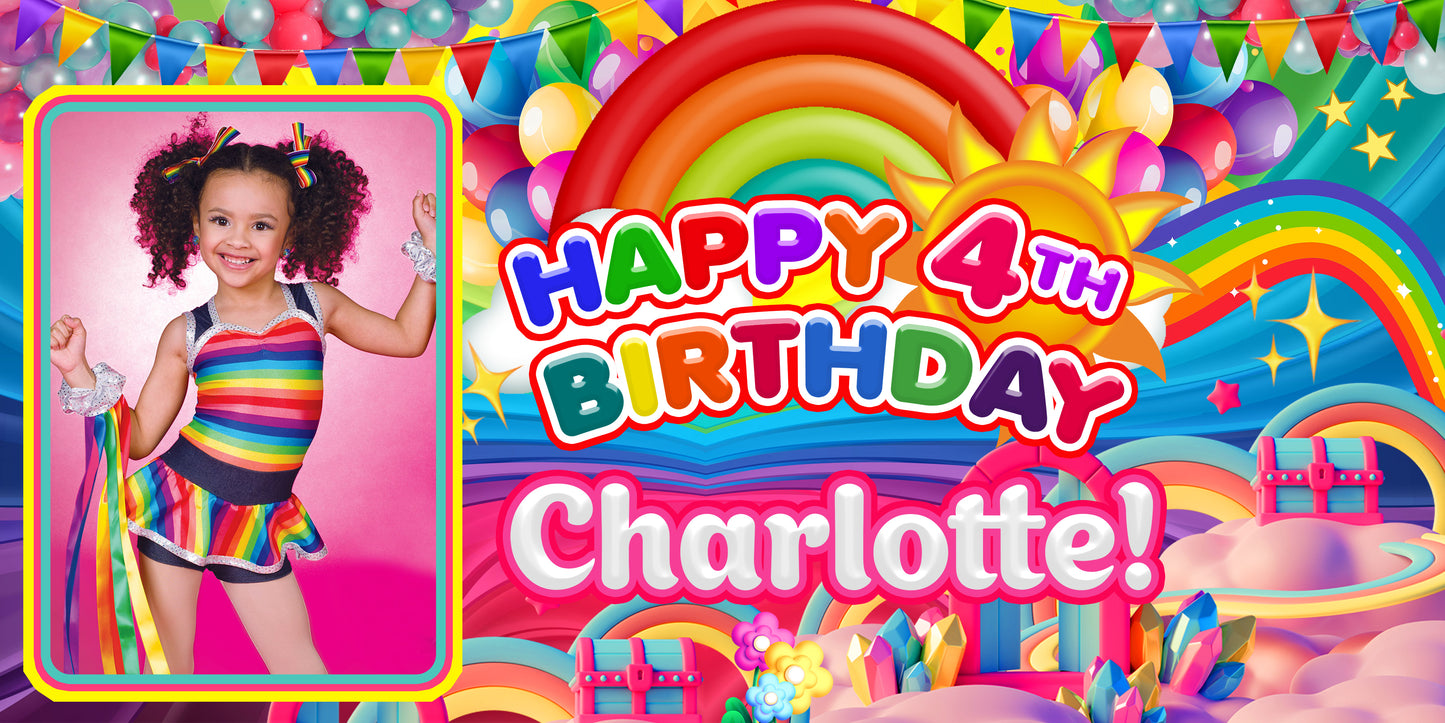Rainbow Personalized Birthday Banner With Photo