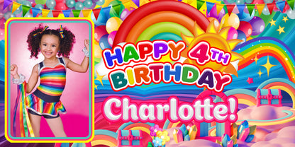 Rainbow Personalized Birthday Banner With Photo