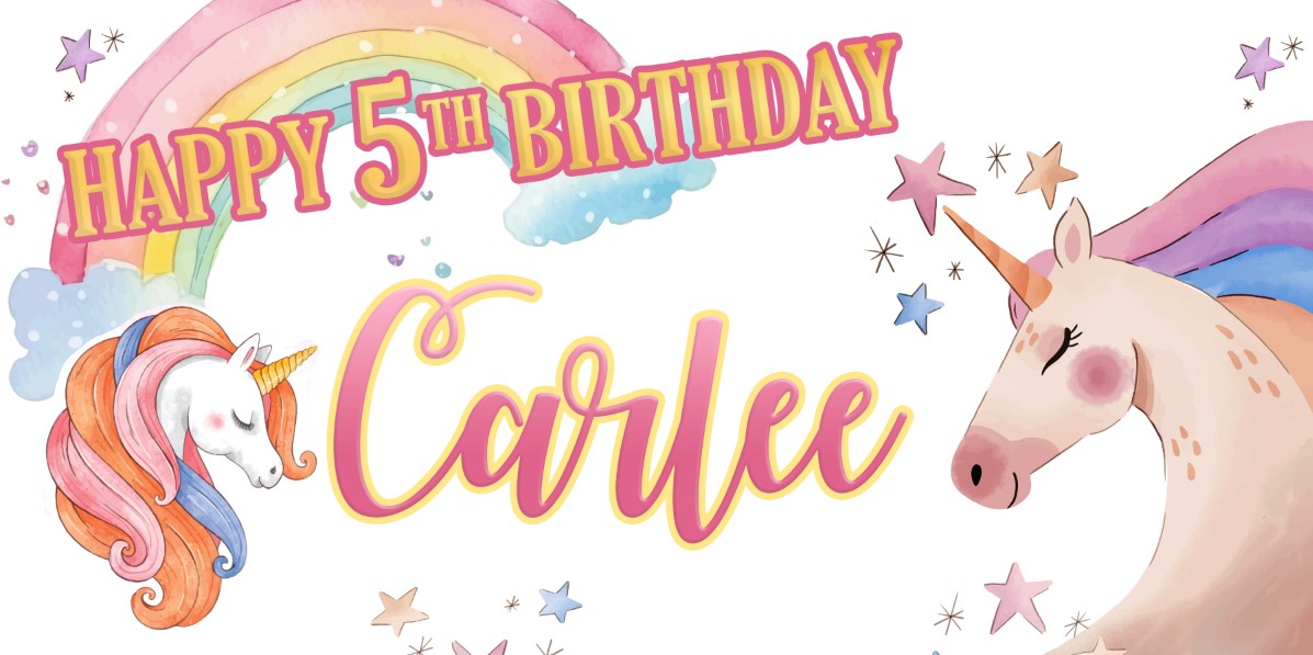 Unicorn Personalized Watercolor Birthday Banner
